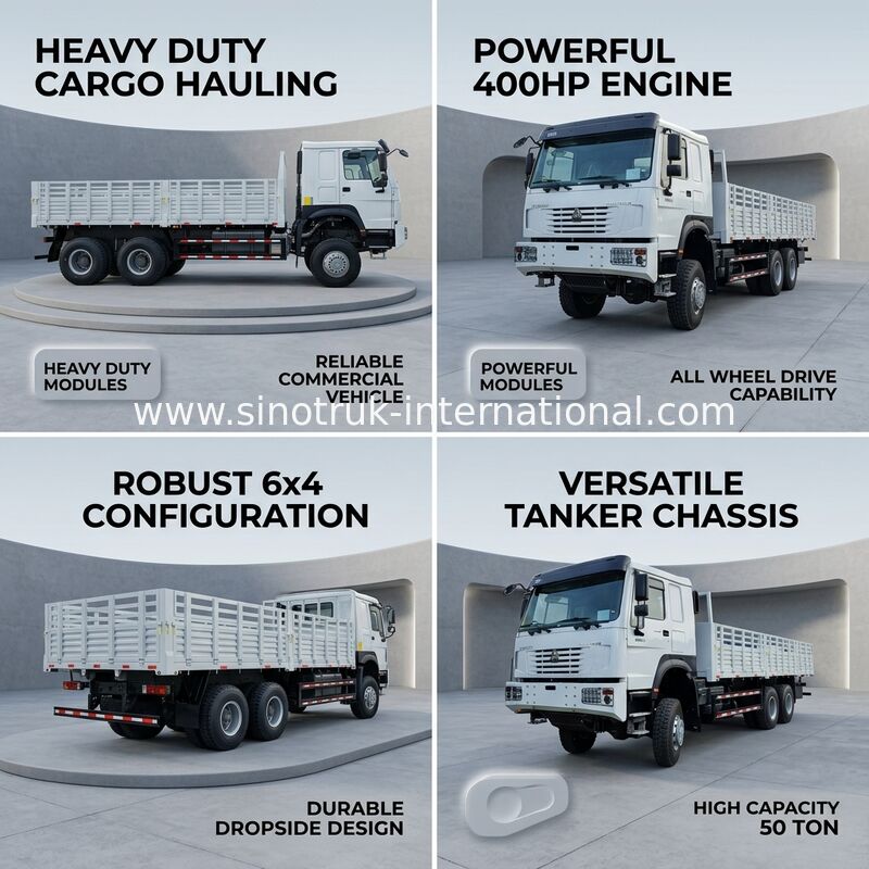 Howo Full Drive Cargo Box Truck 400 CV 4 assi