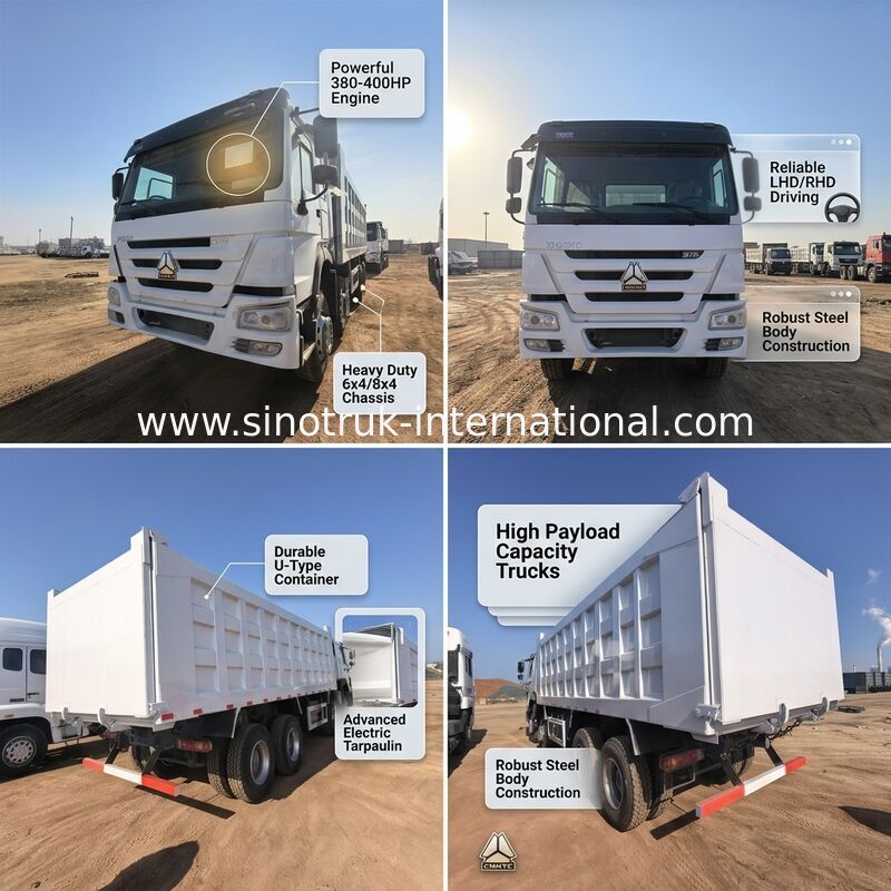 375 cavalli di potenza camion di scarico a gomma con capacità di carico da 40 a 50 tonnellate e lunghezza della scatola di carico di 7300 mm