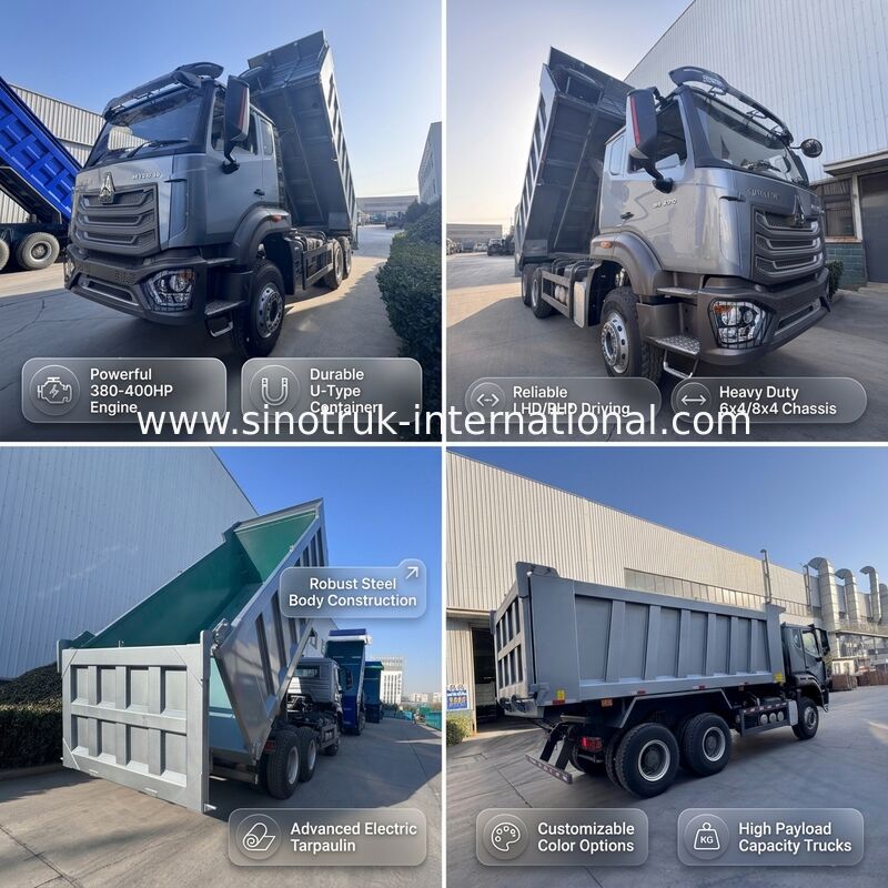 SINOTRUK HOHAN Nuovo Autocarro Ribaltabile Howo  Sollevamento Centrale  6 × 4 RHD  Cassone  19-20CBM Colore personalizzato dal cliente Argento Diamante 400HP