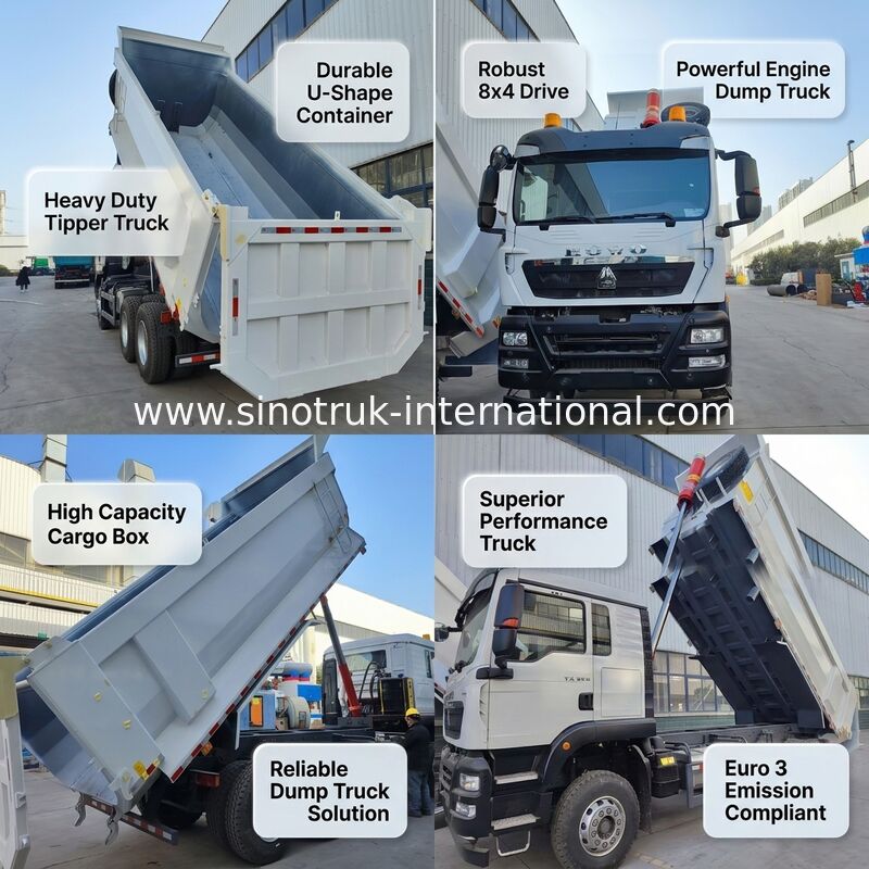 HOWO TX 6*4 White Dump Truck con motore MAN da 390 CV e scatola di carico 20CBM per prestazioni superiori