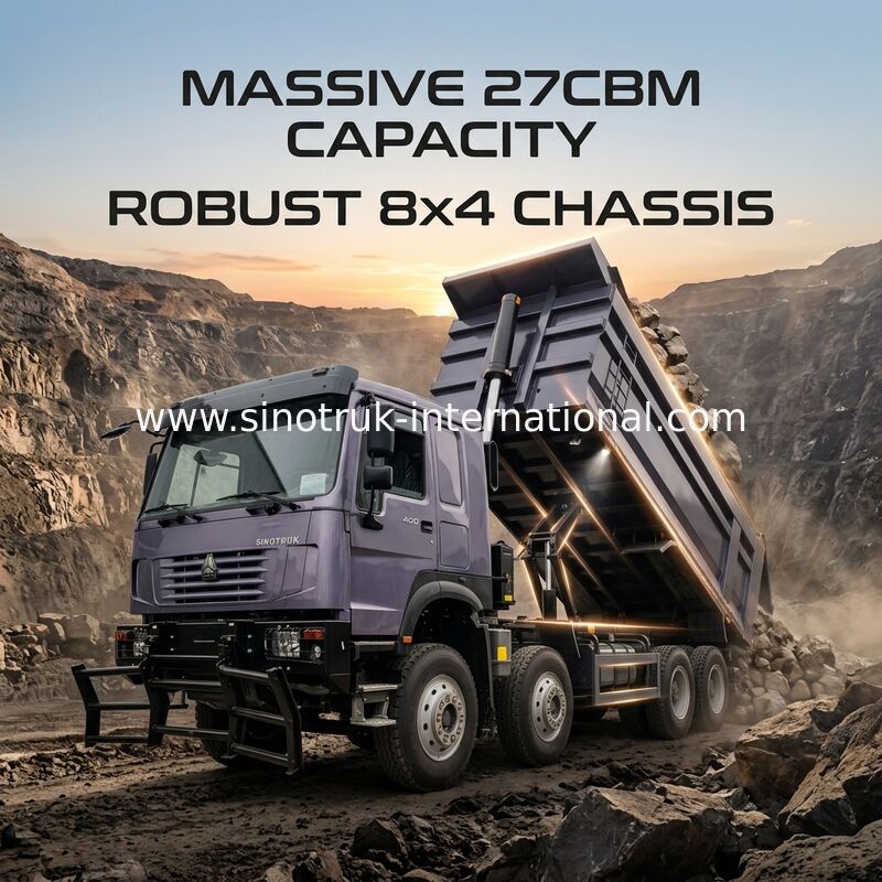 400 CV per carichi pesanti, 27 CBM per più carico: camion da scarico grigio 8x4