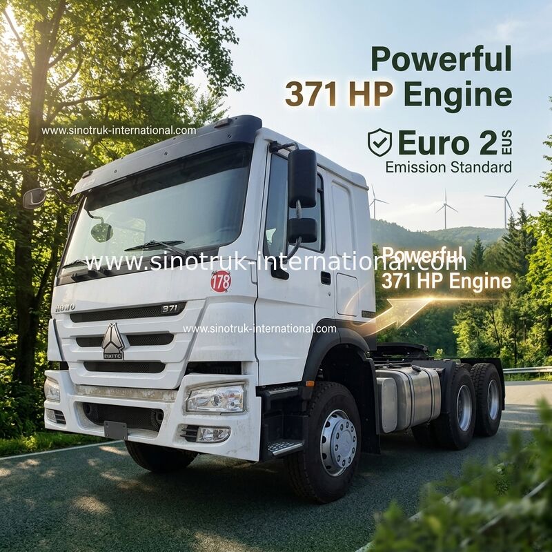 HOWO A7 Camion-trattore usato LHD 6X4 Euro 2 371 CV con sterzo idraulico azionato Bianco