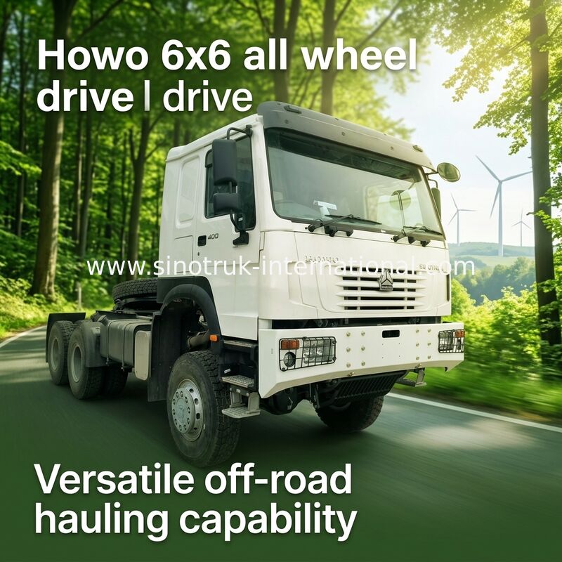 Sinotruk Howo Traktor Truck Rhd Trazione a quattro ruote 6 × 6 Weichai 400 HP Bianco
