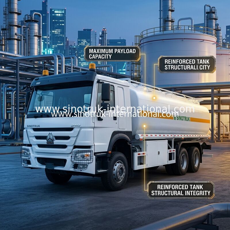 Sinotruk Howo 20CBM Fuel Tank Truck 10 Ruote 340 HP 6 × 4 Comparti Multiplici