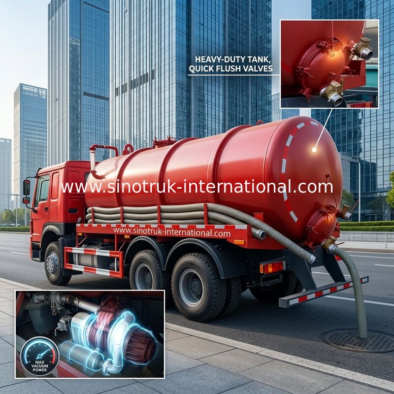 camion di aspirazione delle acque luride di 15CBM LHD 336HP, camion di pompaggio del carro armato settico