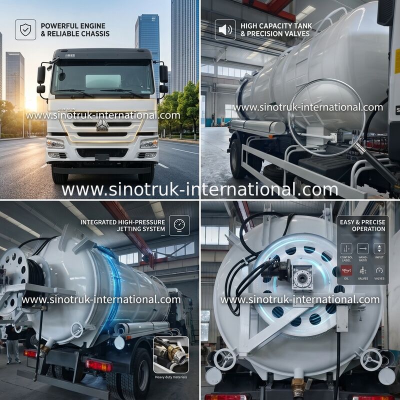Carro armato settico del camion di aspirazione delle acque luride del pulsometro che pulisce 16CBM LHD 290HP