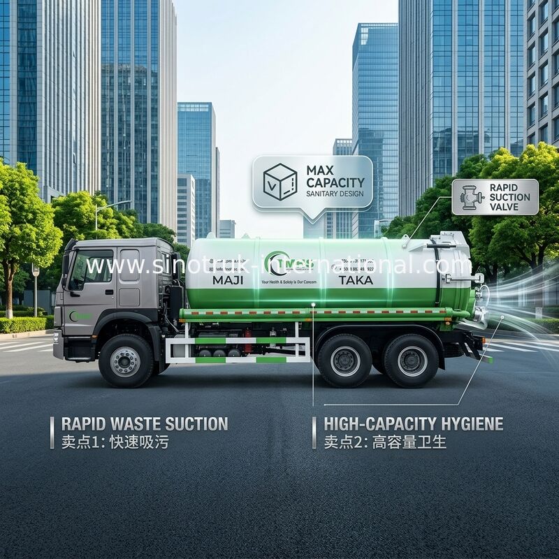 Pompa a vuoto Camion aspiratore di fognature Camion per la pulizia dei serbatoi settici 20CBM LHD 380 CV