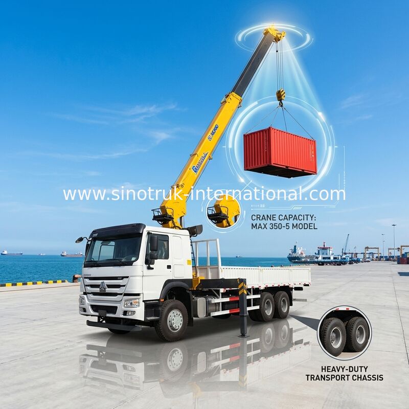 HOWO Equipaggiamento di gru montate su camion 12 tonnellate XCMG per sollevamento 6X4 LHD 400HP