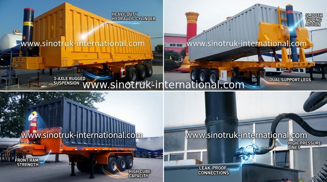 Assi 70Tons 25-45CBM dell'autocarro a cassone del rimorchio dei semi 3 per l'estrazione mineraria/costruzione