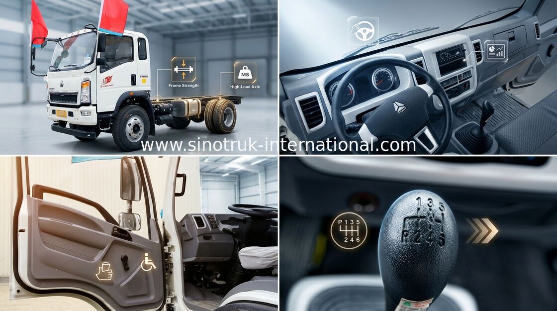 Le piccole merci che trasportano i camion di bassa potenza due si siede il singolo ancoraggio con A/C