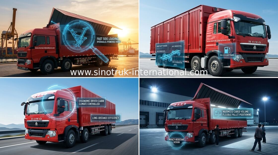 SINOTRUK HOWO T5G Wing Van Cargo Truck 8X4 12 spinge il motore Euro4 336HP dell'UOMO di LHD