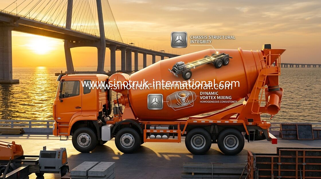 Sinotruk Howo N7 Concrete Mixer Truck 6 X 4 Euro 2 380hp Per la costruzione