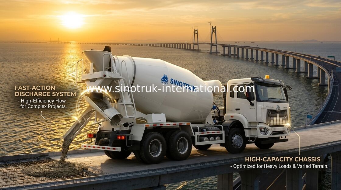 HOWO RHD 6*4 12CBM White Mixer Truck Alta potenza 380 CV Alta efficienza Serbatoio di miscelazione italiano