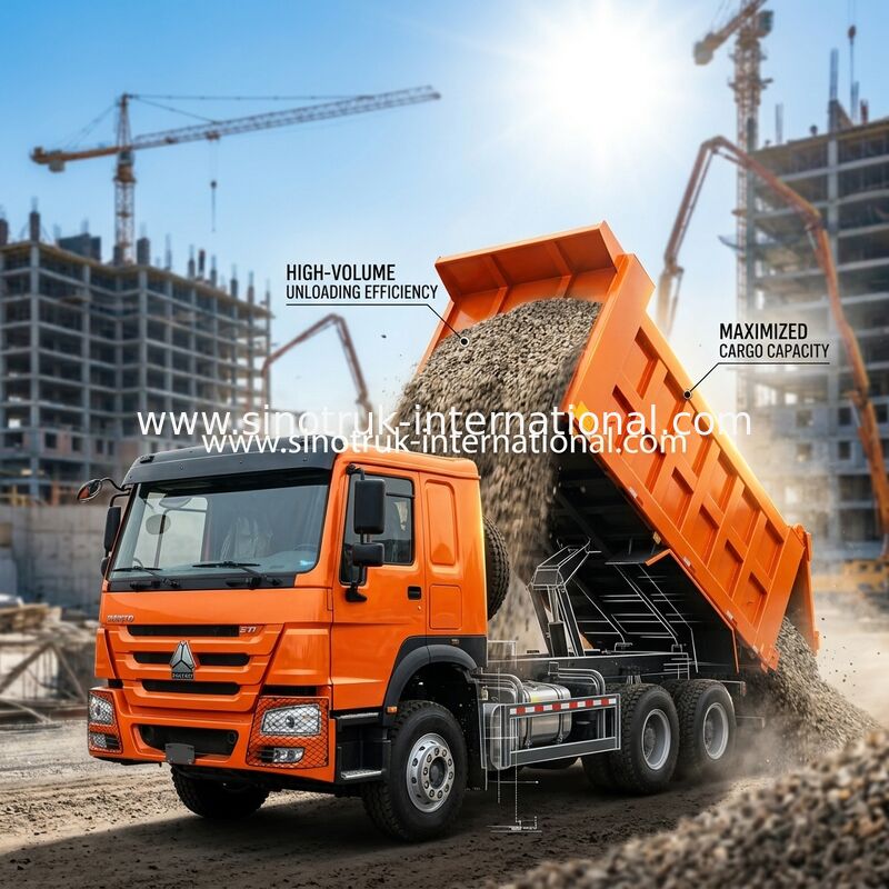 371HP 6x4 Dump Truck 20.01CBM Padronanza del carico utile per l'efficienza del lavoro pesante