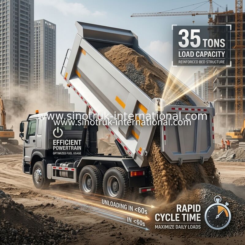 SINOTRUK HOWO 371HP 8X4 Tipper Dump Truck Construction Old Front Face Military Bumper Per le zone minerarie Due luci di avvertimento Contenitore di tipo U