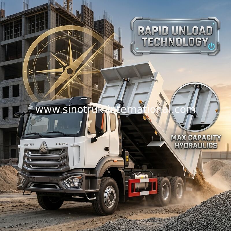 2 passeggeri Sinotruk Hohan Tipper Dump Truck Weichai Motore 6 × 4 LHD 380HP Con tipo di trasmissione manuale