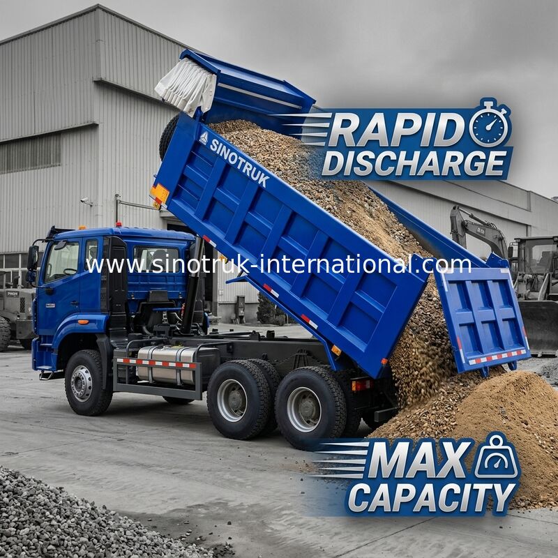 Potente versatile HOWO 6x4 380HP Blu Dump Truck Con 20CBM Box Cargo Quadrato E Acqueproof Tarpa Flip Cove