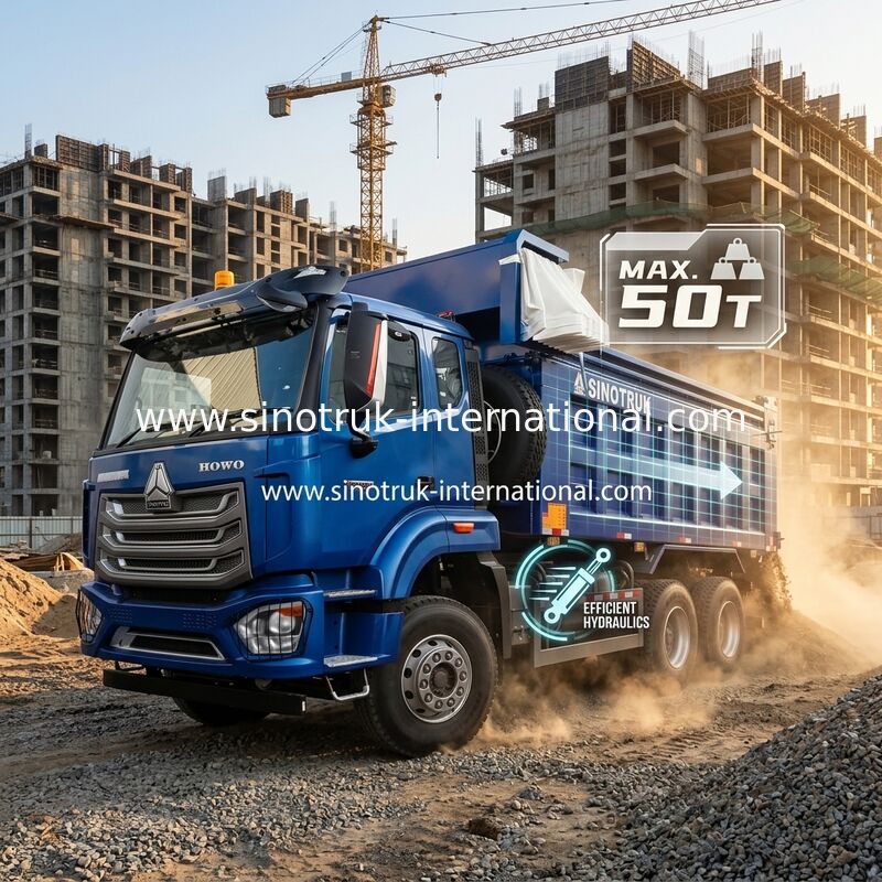 SINOTRUK HOHAN NEW HOWO 30 - 40 tonnellate RHD 10 ruote Tarpaulin per la costruzione Blu Alta efficienza sollevamento e scarico