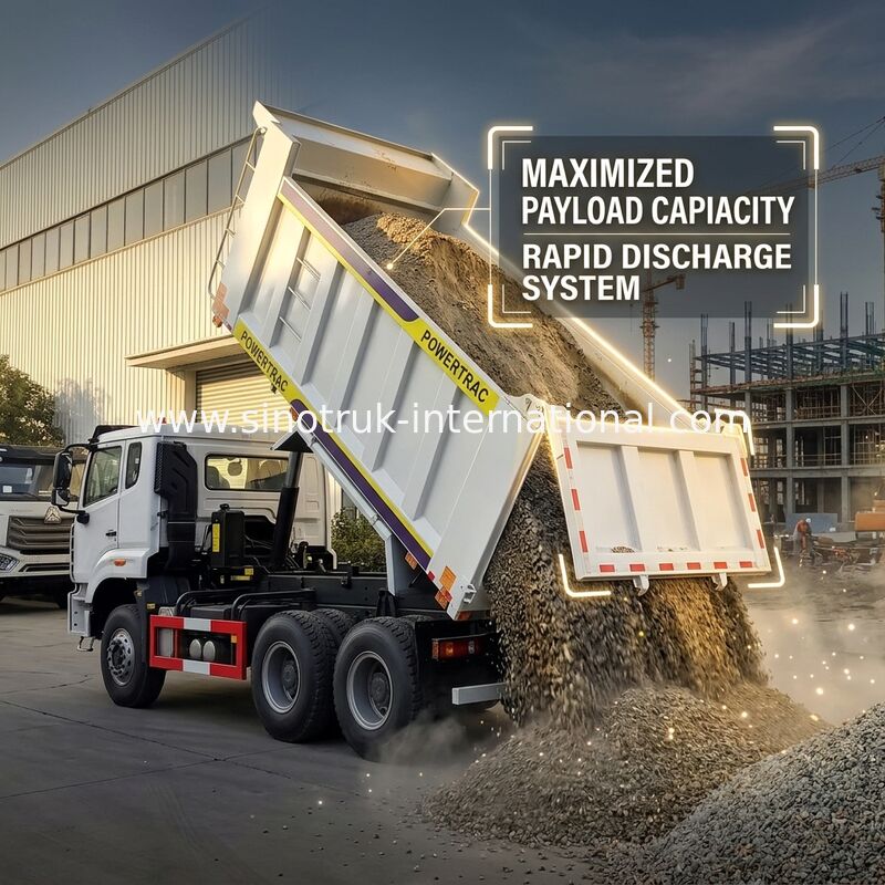 Sinotruk Howo / Hohan 6×4 Tipper Dump Truck 10 ruote Corpo di carico rettangolare 20CBM Colore bianco