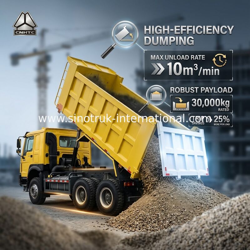 Sinotruk Howo Tipper Dump Truck 6 × 4 Lhd 10 Ruote 20CBM Cargo Box Pneumatici minieri