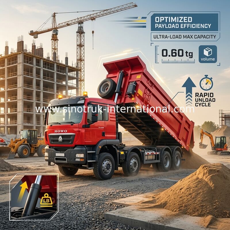 Sinotruk Howo Dump Truck Tx 400HP Euro 2 8 × 4 Lhd U Shape Cargo Box Rosso