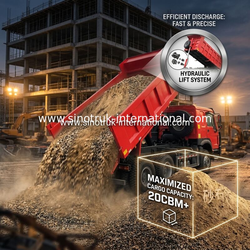Sinotruk Howo Tipper Dump Truck 6 × 4 Lhd 10 Ruote Ghost Face Bumper Pneumatici minerari