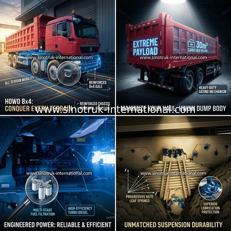 Sinotruk Howo Dump Truck Tx 400Hp Euro 2 8 × 4 Lhd 12 Ruote Rosso
