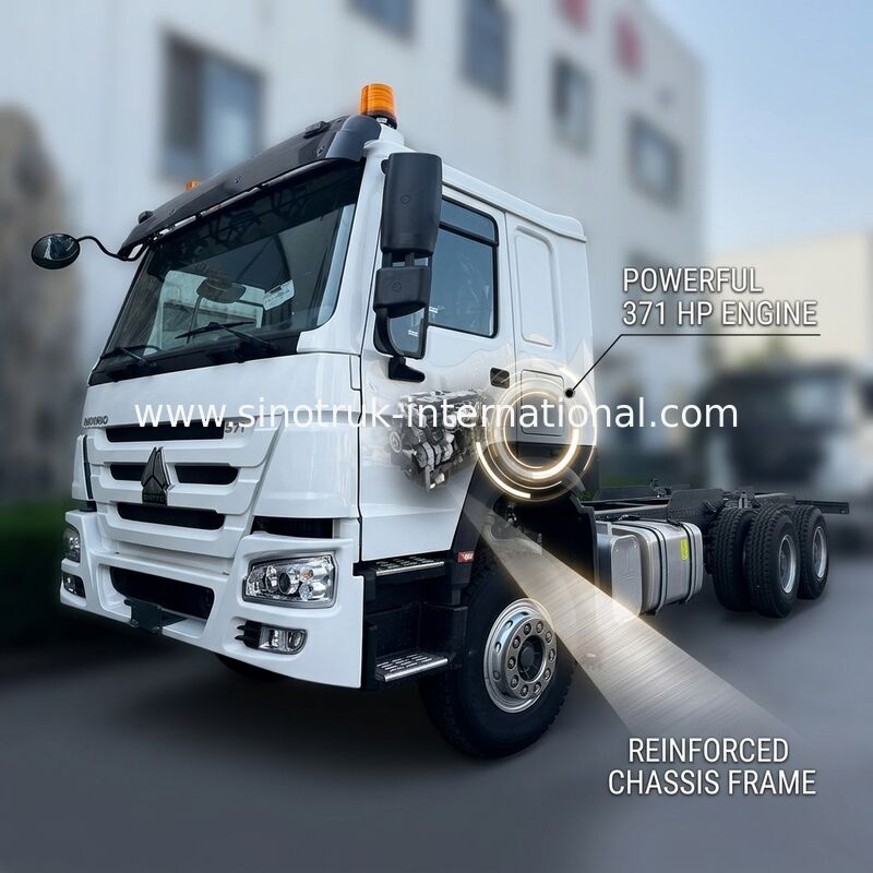 SINOTRUK HOWO Camione Chassis SINOTRUK Motore 371HP 6 × 4 RHD Con Luce di Avvertimento Utilizzato in Camionino Cargo Camionino Acquario