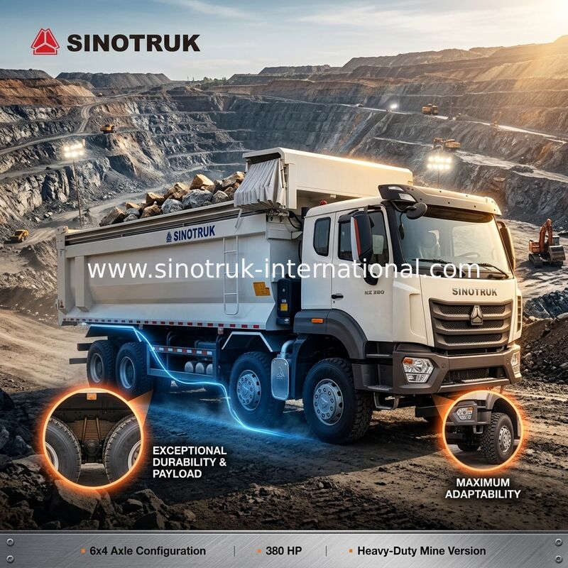 Sinotruk Hohan Nuovo HOWO Tipper Dump Truck N7 6 × 4 10 Ruote 380 HP RHD U Tipo Tarpaulin Automatico