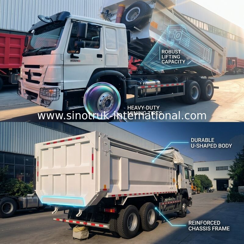 Sinotruk Howo Tipper Dump Truck 400Hp 6 × 4 U-Shaped Tray con telone automatico