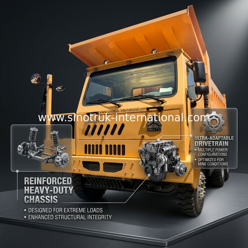 Sinotruk Howo Mining Tipper Dump Truck 90Tons 6 × 4 Corpo di carico in acciaio ad alta resistenza