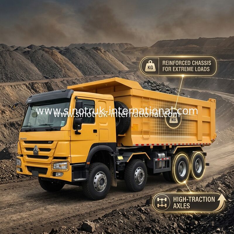 Sinotruk Howo Tipper Dump Truck 8 × 4 Lhd 12 ruote U shape tipper body Euro 2