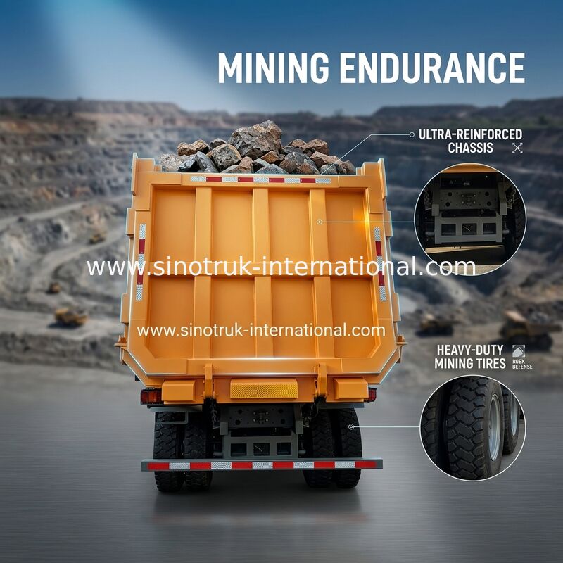 SINOTRUK Heavy Duty Tipper Dump Truck LHD con cabina scheletrica ad alta resistenza unilaterale 371HP