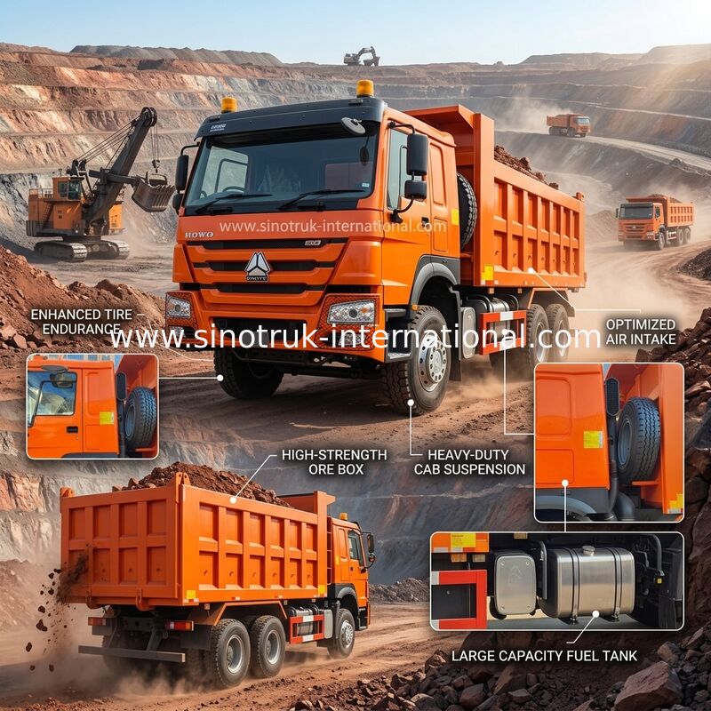 400 HP Orange HOWO Tipper Truck RHD 6×4 10 Ruote Alta potenza