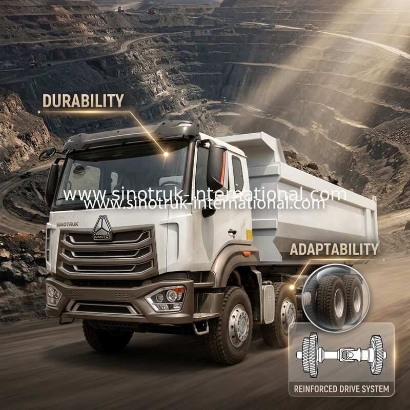 Autocarro con cassone ribaltabile di HOWO N7 LHD 12wheels 8X4 400HP per estrazione mineraria