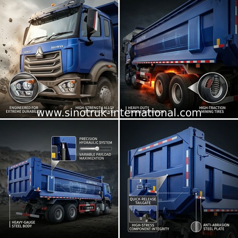 RHD 8×4 10 ruote 380 HP Blu HOWO Tipper Truck Alta potenza