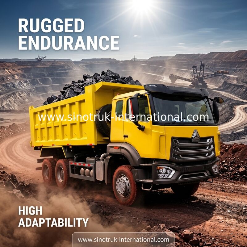 Sinotruk Tipper Dump Truck NX 6 × 4 10 Ruote Weichai 380 HP Grande vassoio