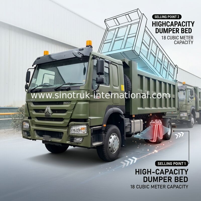 RHD 6×4 10 ruote ZZ3257V3847B1R 400 CV Green HOWO Tipper Truck Alta potenza