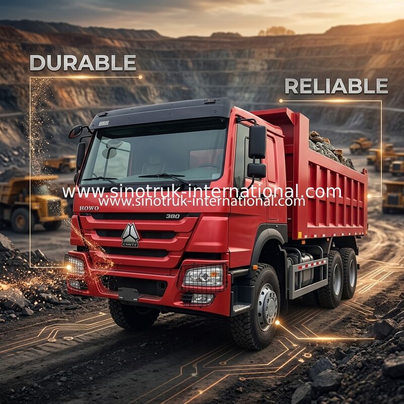 SINOTRUCK Howo Tipper Dump Truck 380 HP 6 × 4 20CBM Box 10 Ruote Ferro angolo di frantumazione