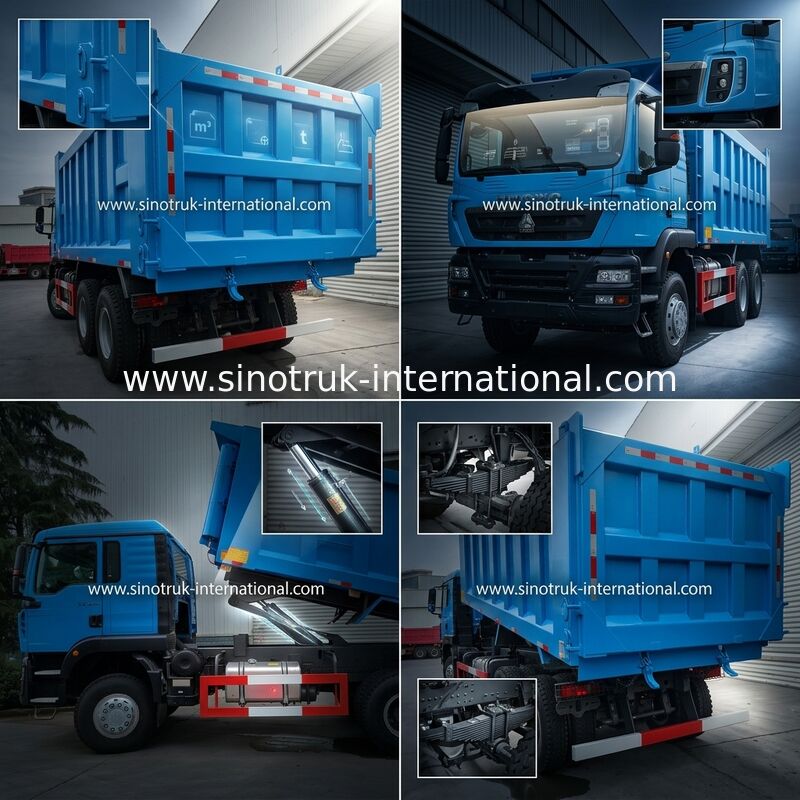 Ruote blu HOWO Tipper Dump Truck High Horsepower 371HP di LHD 6×4 10