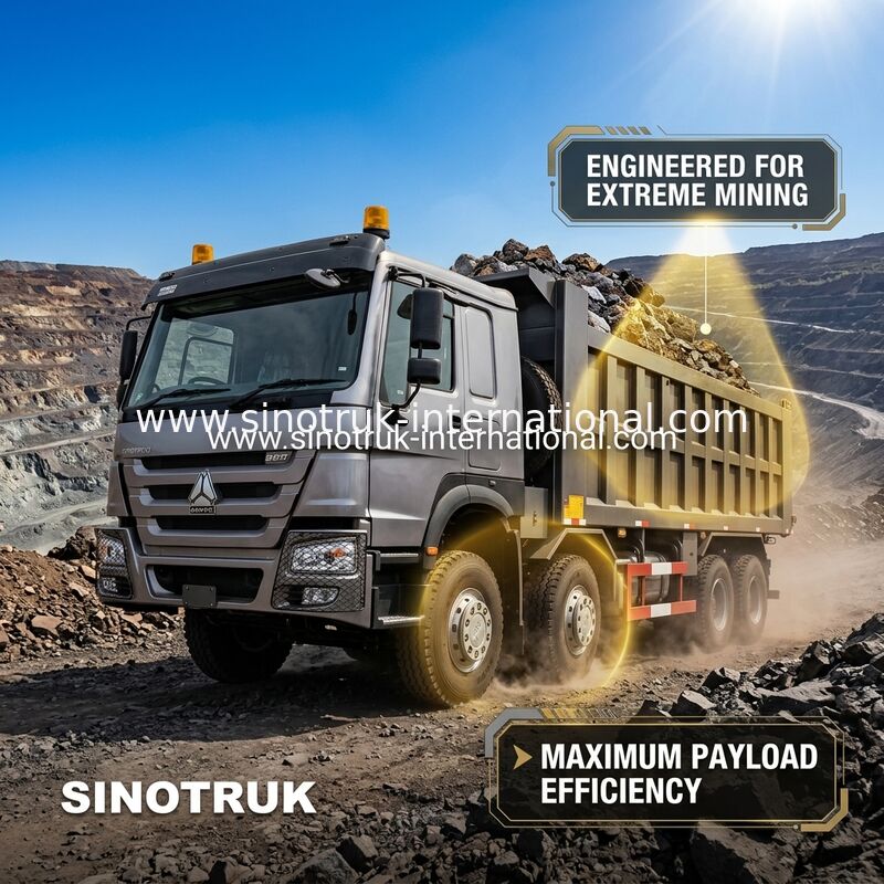 RHD 8×4 12 ruote Alta potenza HOWO 26CBM Tipper Truck 380HP Basso consumo di carburante