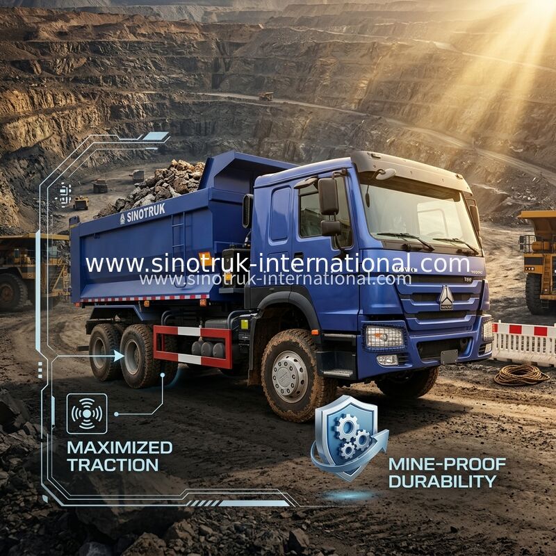 Full DriveConsumo di carburante basso 380 CV Blu HOWO Tipper Truck RHD 6×6 10 ruote