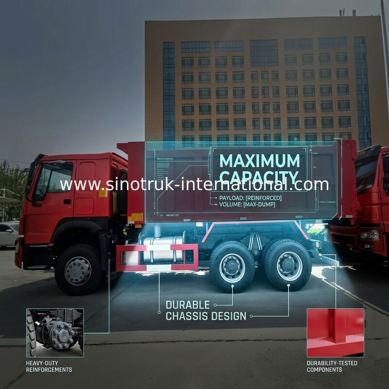 SINOTRUK HOWO Tipper Dump Truck RHD 6×4 336HP nel colore rosso