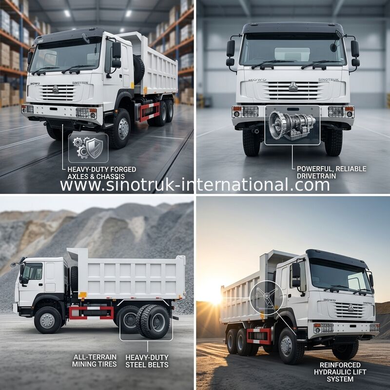 Sinotruk Howo Tipper Dump Truck 6 × 6 a trazione integrale 10 ruote 380 CV