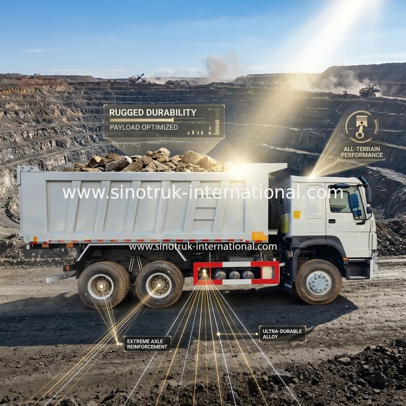 RHD 6×6 10 ruote Bianco HOWO Tipper Truck Full Drive Alta potenza 380 CV