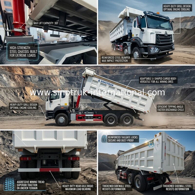 Ruote HOWO bianco Tipper Dump Truck High Horsepower 371HP di LHD 8×4 12