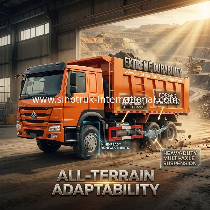 Sinotruk Howo Tipper Dump Truck Weichai 380Hp 6 × 4 5200 - 5800mm Per l'esportazione