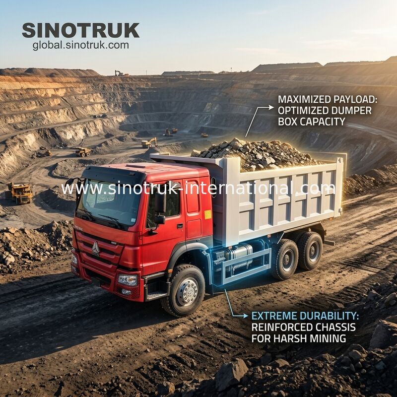 Sinotruk Howo Tipper Dump Truck 400 HP 6 × 4 20CBM Front Lifting cilindro idraulico