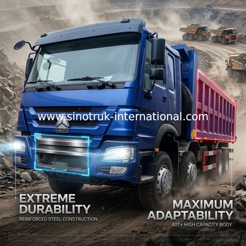 AUTOCARRO CON CASSONE RIBALTABILE BLU DEL RIBALTATORE DI SINOTRUK HOWO 400HP 8×4 LHD