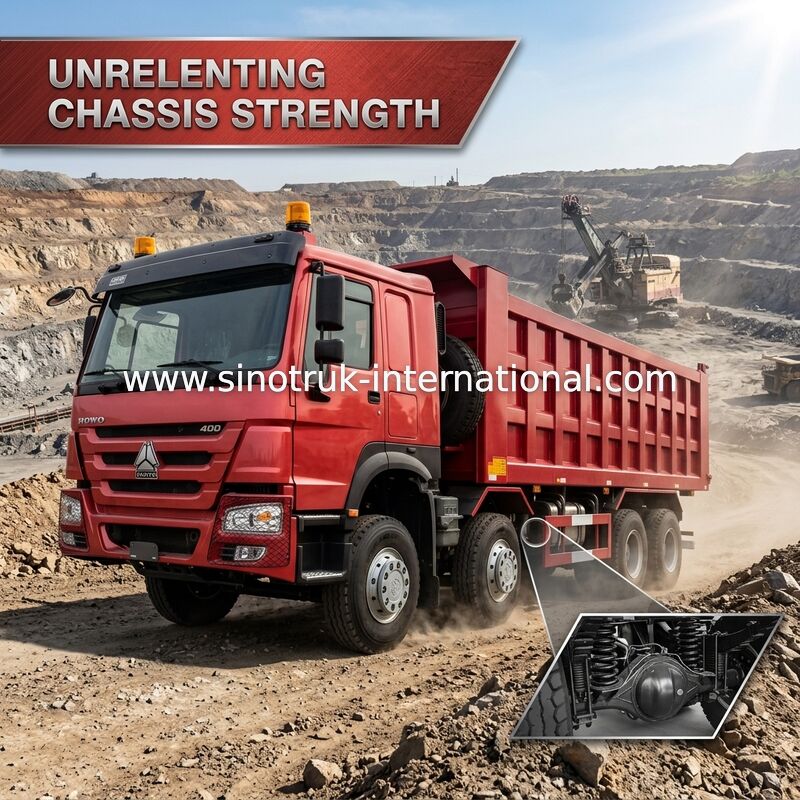 AUTOCARRO CON CASSONE RIBALTABILE ROSSO DEL RIBALTATORE DI SINOTRUK HOWO 400HP 8×4 LHD